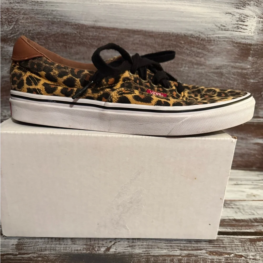 Vans Leopard Print Sneakers with Black and Brown Accents - Picture 4 of 6